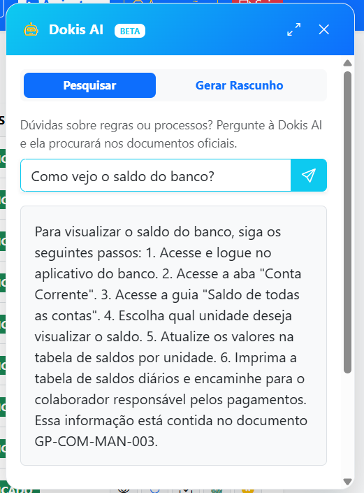 Dokis AI respondendo dúvida